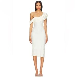 NWT LPA Ivory One-Shoulder Silk Dress